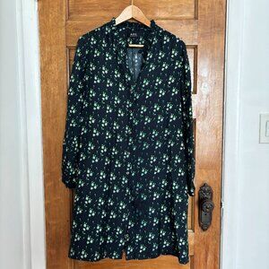 A.P.C. Navy Ditsy Floral Silk Irene Dress - EU 42 / US 8/10/XL
